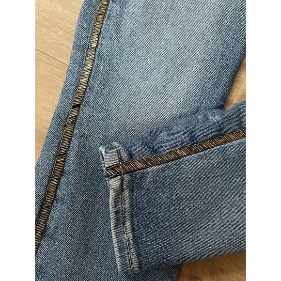 7 For All Mankind Ankle Skinny Jeans Beaded Side Stripe Embellished - Picture 2 of 5